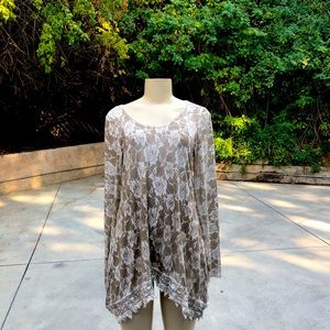 New T party print tunic lace hemline
